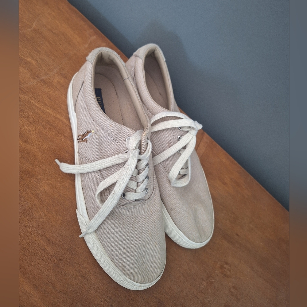 Ralph Lauren Beige Canvas Sneakers